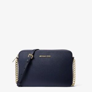 Michael Kors Dark Blue Crossbody Bag with Gold Chain